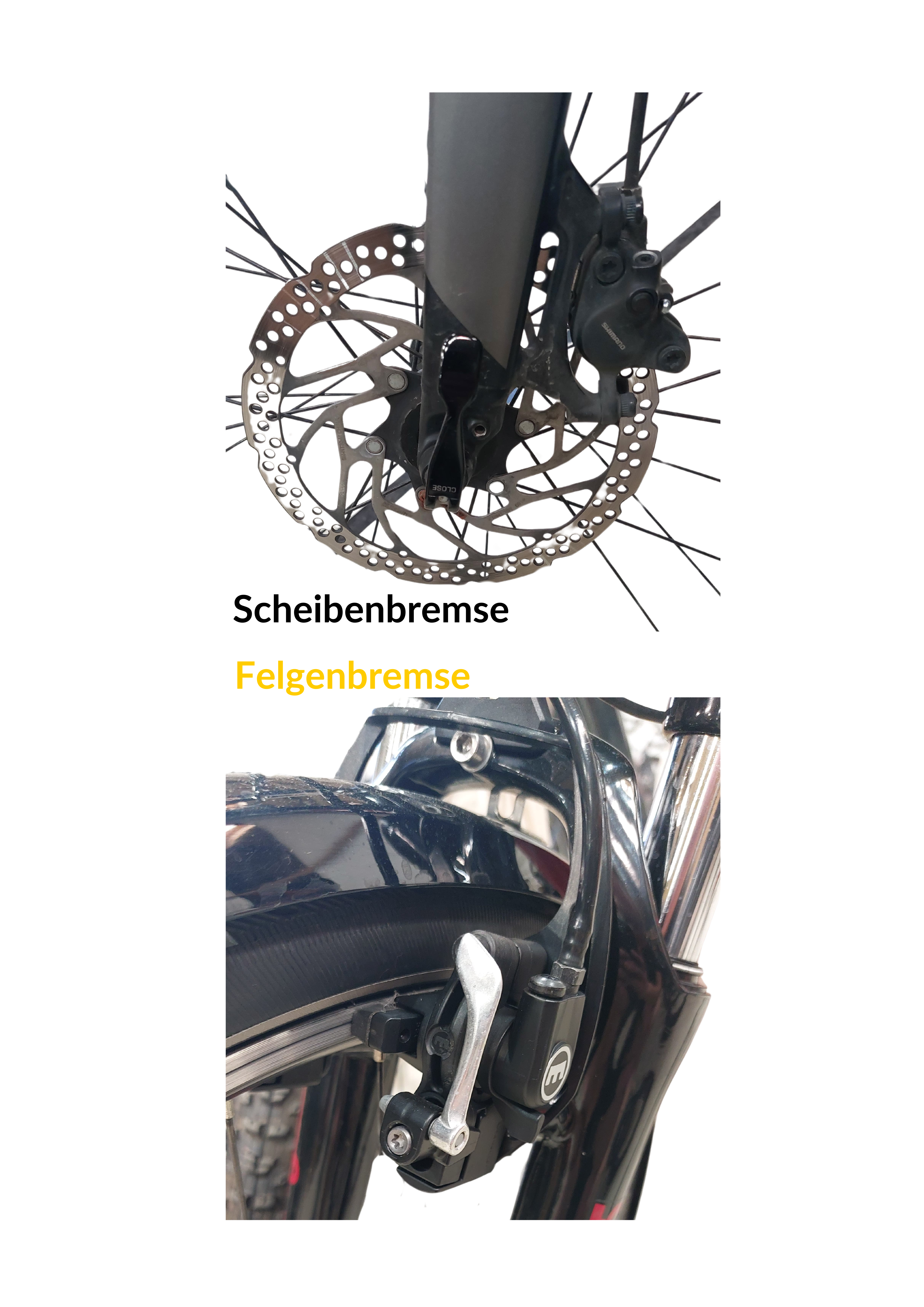 felhgenbremse und scheibenbreme foto: felgenbremse und scheibenbremse im vergleich