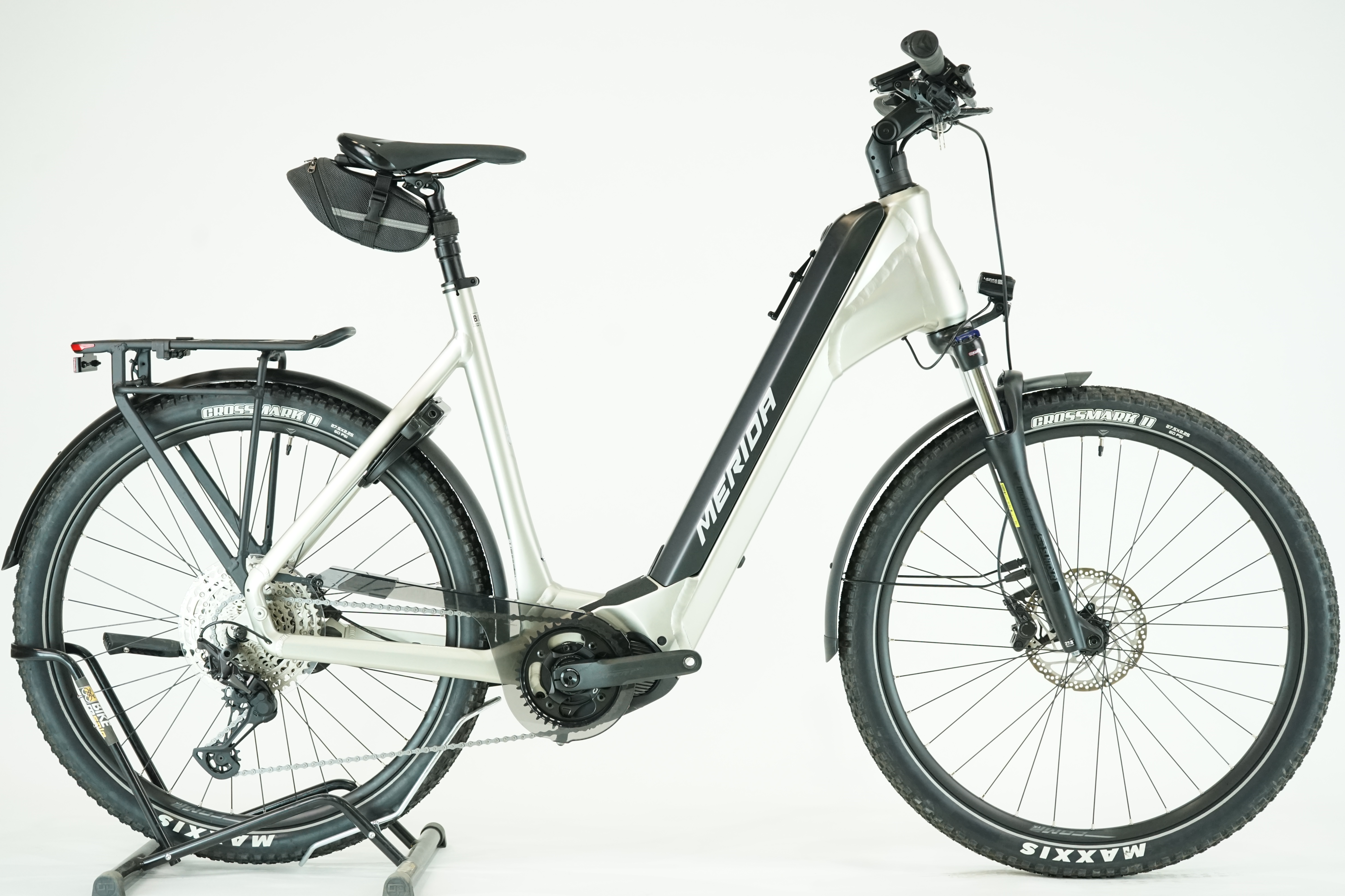 MERIDA eSpresso CC XT-Edition EQ 2023 - Trekking E Bike - 630 Wh - Tiefeinsteiger - 27,5 Zoll