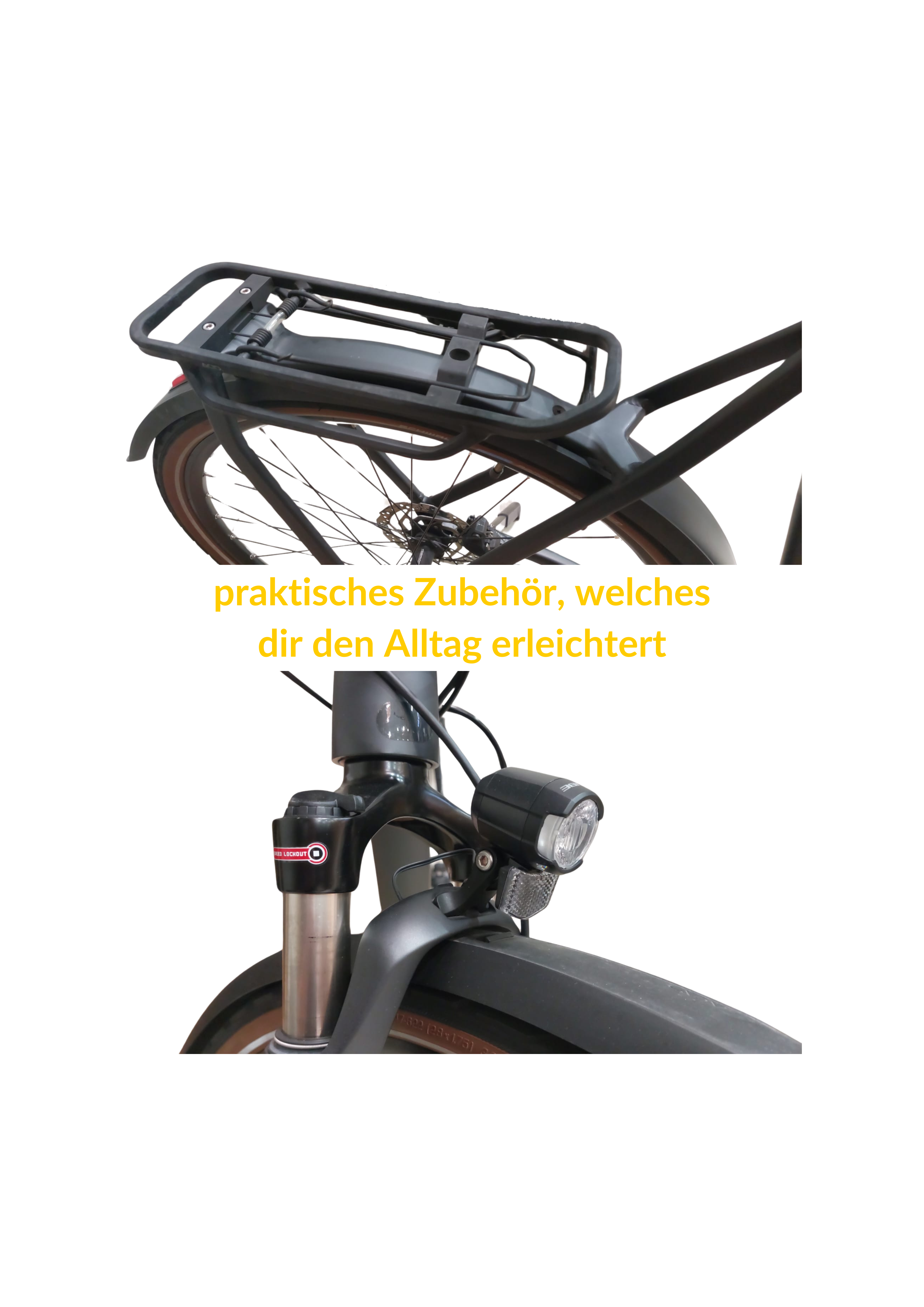 fahrrad zubehoer foto: gepäckträger und beleuchtung am fahrrad